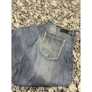BKE Seth Jeans 40x24 Hemmed Straight Leg 40R‎ Blue Denim Buckle Western Cowboy